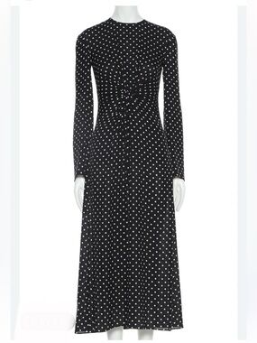 Valentino long sleeve twist front polka dot silk gown  dress